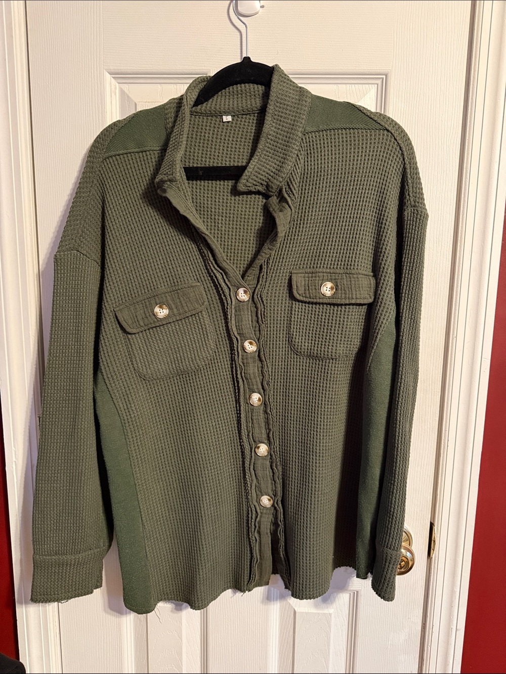 Waffle Knit Button-Front Jacket